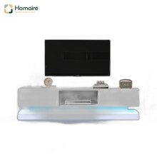 HOMAIRE 160cm White TV Stand with RGB LED Lights