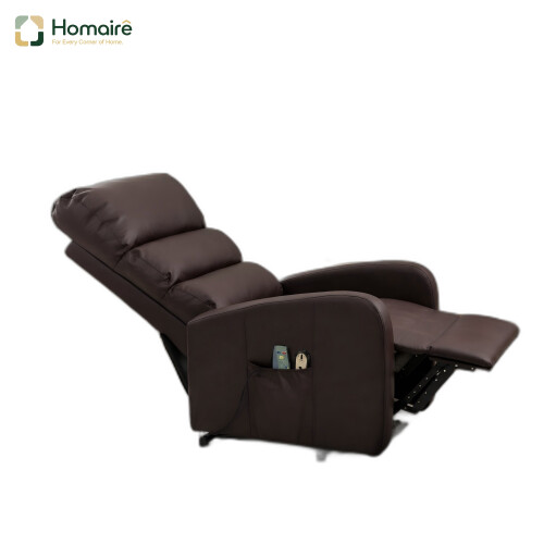 HOMAIRE Brown PU Leather Power Massage Recliner