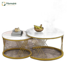 HOMAIRE Round Coffee Table Set, White+Black