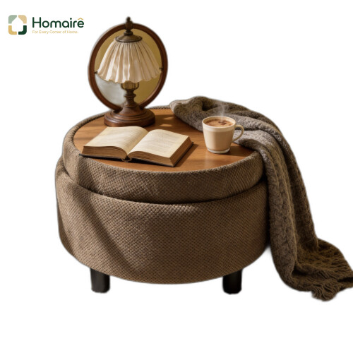 HOMAIRE Round Coffee Ottoman with Storage Coffee