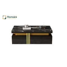 HOMAIRE Black Coffee Table 100x50cm Marble Top