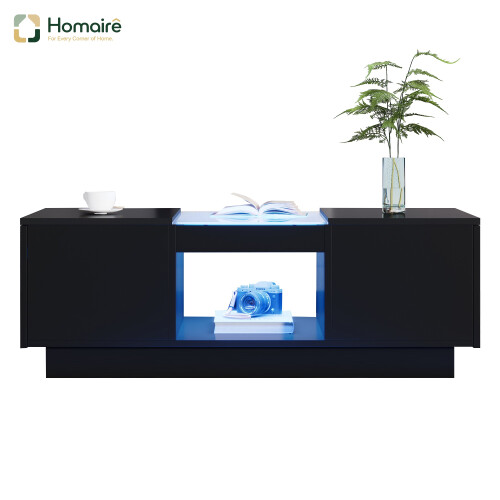 HOMAIRE LED Coffee Table Black with Storage
