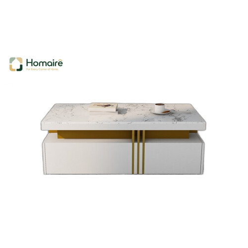 HOMAIRE White Coffee Table with Marble Top