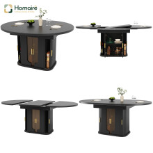 HOMAIRE Extendable Black Dining Table 120-160cm