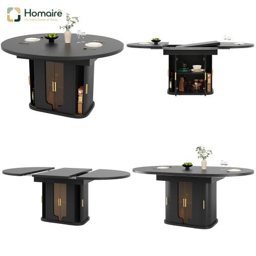 HOMAIRE Extendable Black Dining Table 120-160cm