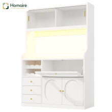 HOMAIRE 120cm White Tall Kitchen Cabinet RGB LED