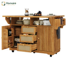HOMAIRE Foldable Kitchen Trolley Dark Brown 95cm