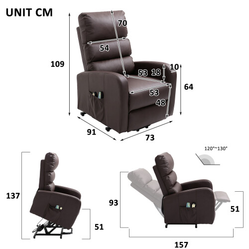 HOMAIRE Brown PU Leather Power Massage Recliner 1