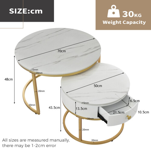 HOMAIRE White Round Nesting Coffee Tables Set 1
