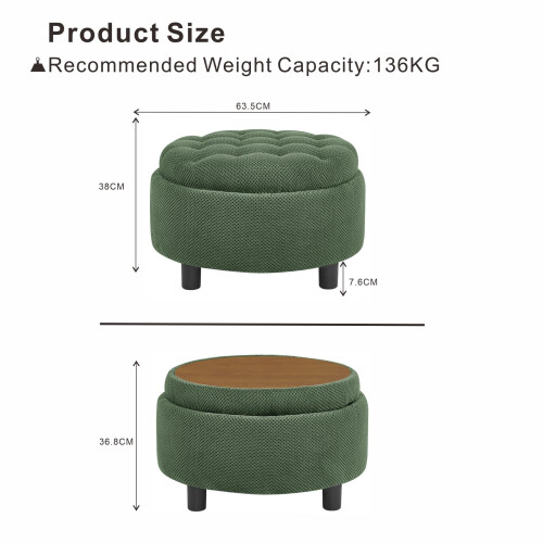HOMAIRE Round Storage Ottoman Dark Green 1