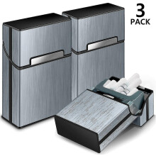 Zigarettenetui, 3er-Pack, Metalletui für 20 Zigaretten, grau