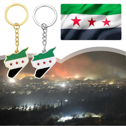 Syrian map flag gray keychain 1