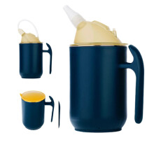 Auslaufsicherer Trinkbecher für Senioren, Erwachsenen-Trinkbecher mit Deckel und Griff, Auslaufschutz, Sicherheitsgriff, Blau