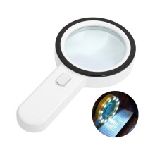 Lupa s 12 LED svetlami, ručná osvetlená lupa na čítanie, šperky, seniorov, zrakovo postihnutých, pozorovania a remeslá