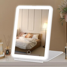 Rechargeable Travel Makeup Mirror With 72 Led Lights, Portable Lighted Makeup Mirror, 3-Color Lighting, Adjustable, Foldable