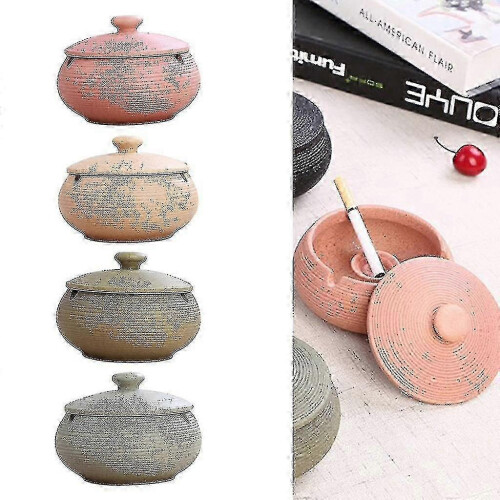 Compatible with Ceramic Ashtray With Windproof Lid For Indoor Outdoor 1