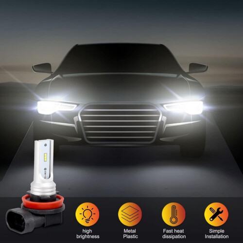 9005 LED Headlight Bulbs 2 Pack 72W 6000K White Decoder Error Direct Replacement High Brightness Fog Light Beads for Cars Tru 2