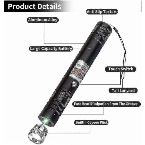 Laserpointer met hoog vermogen en instelbare focus, met een bereik van 2000 meter. 1