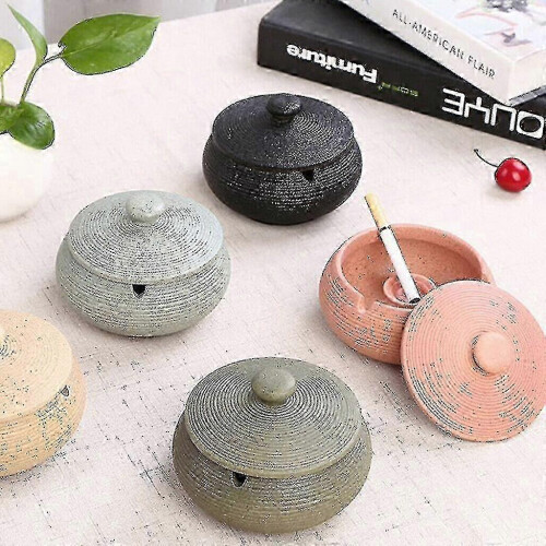 Compatible with Ceramic Ashtray With Windproof Lid For Indoor Outdoor 2