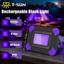 Luci nere ricaricabili per feste fluorescenti, pesca, luce nera senza fili, luce ultravioletta diffusa per esterni, 2 pezzi