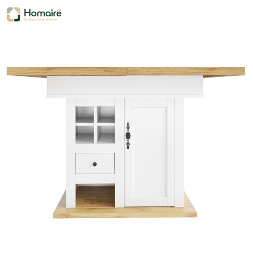 HOMAIRE White Extendable Telescopic Dining Table
