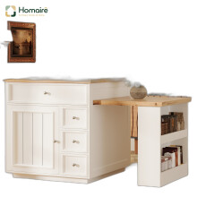 HOMAIRE Extendable White Kitchen Island 120-184cm
