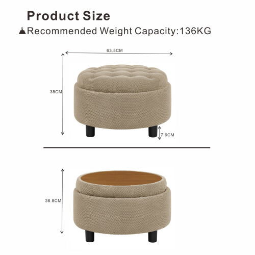 HOMAIRE Round Camel Storage Ottoman 63.5cm 1
