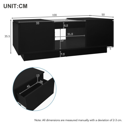 HOMAIRE LED Coffee Table Black with Storage 1