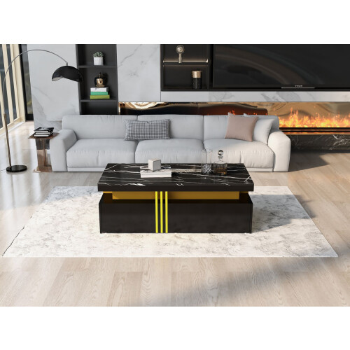 HOMAIRE Black Coffee Table 100x50cm Marble Top 2
