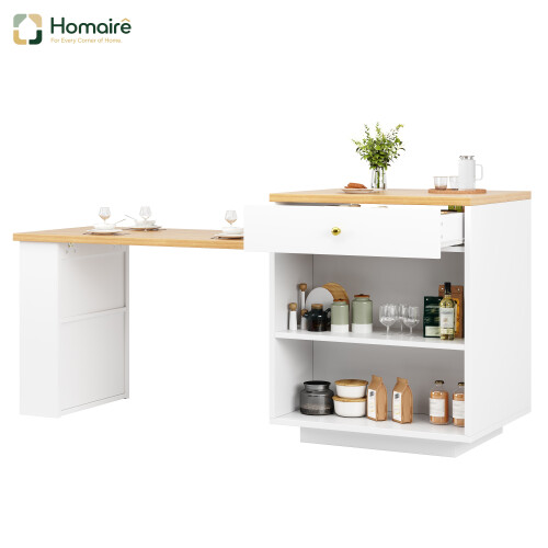 HOMAIRE Extendable White Kitchen Island Table