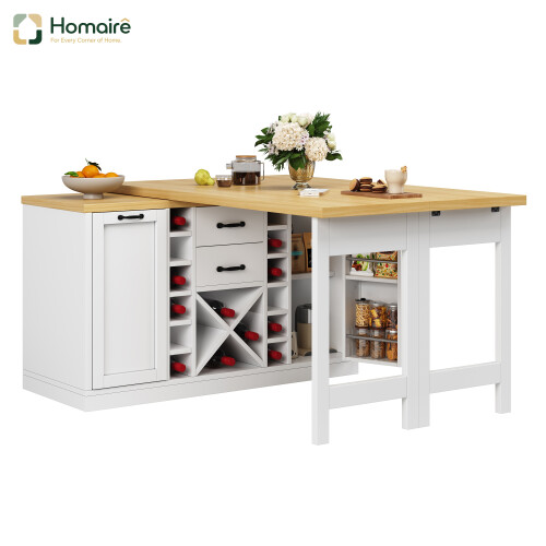 HOMAIRE Extendable White Sideboard & Dining Table