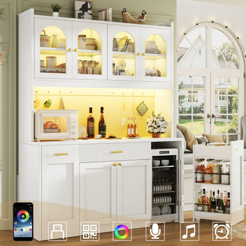 HOMAIRE 120cm Tall White Kitchen Cabinet RGB LED 1