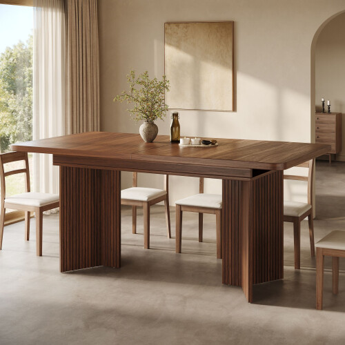 HOMAIRE Extendable Walnut Dining Table 120-160cm 2
