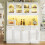 HOMAIRE 120cm Tall White Kitchen Cabinet RGB LED 4