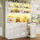 HOMAIRE 120cm Tall White Kitchen Cabinet RGB LED 3