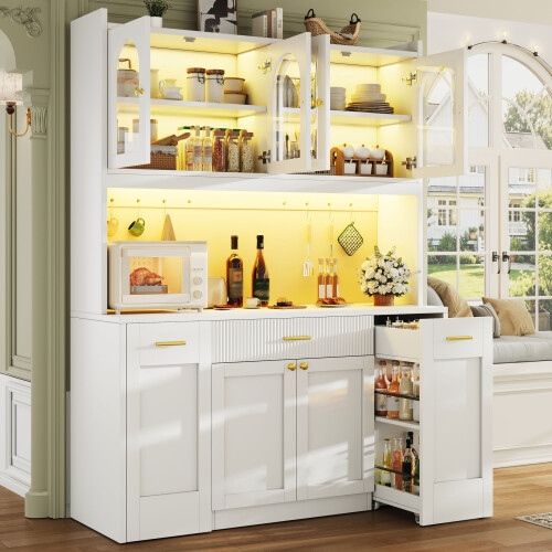 HOMAIRE 120cm Tall White Kitchen Cabinet RGB LED 2