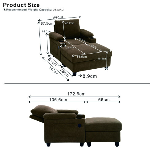 HOMAIRE Coffee Accent Chair & Storage Ottoman Set 1