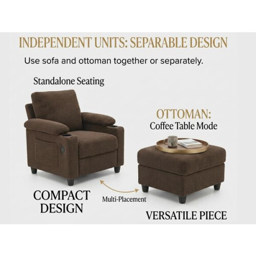 HOMAIRE Coffee Accent Chair & Storage Ottoman Set 2