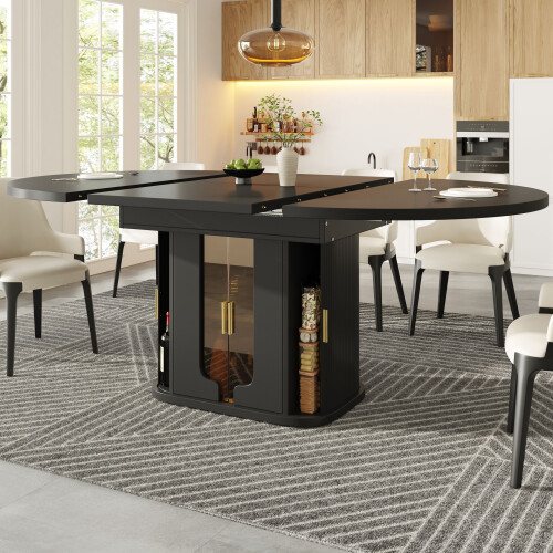 HOMAIRE Extendable Black Dining Table 120-160cm 1
