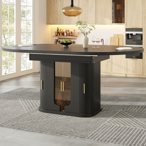 HOMAIRE Extendable Black Dining Table 120-160cm 2