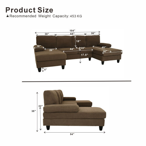 HOMAIRE Coffee U-Shaped Sofa with Dual Chaise 1