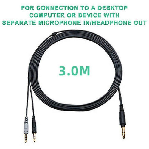 1.2/3m PC Gaming Headset Audio Cable Compatible with Audio-Technica ATH-GL3, ATH-GDL3 2