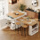 HOMAIRE Extendable White Kitchen Island 120-184cm 5