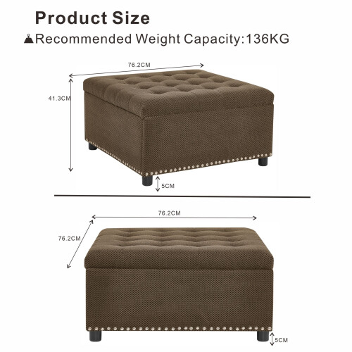 HOMAIRE Coffee Square Storage Ottoman 76cm 1