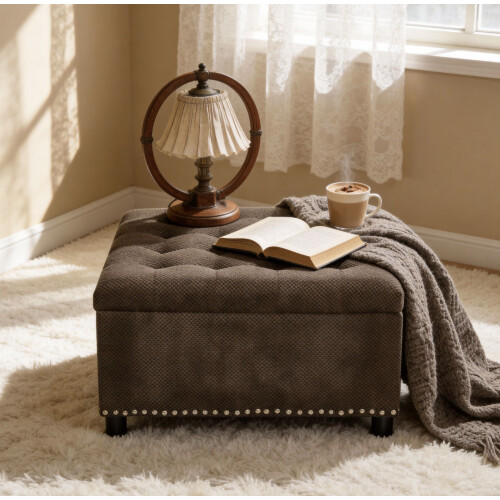 HOMAIRE Coffee Square Storage Ottoman 76cm 2