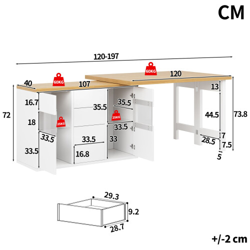 HOMAIRE Extendable White Sideboard & Dining Table 1