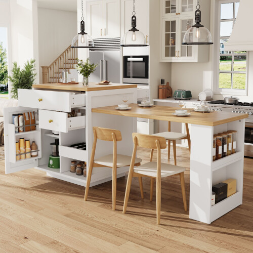 HOMAIRE Extendable White Kitchen Island Table 2