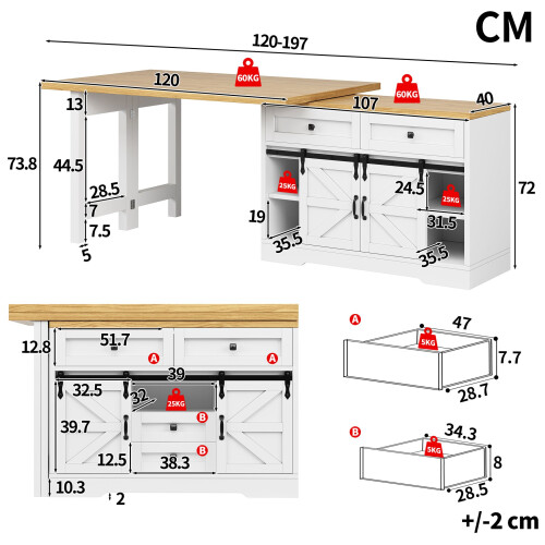 HOMAIRE Extendable White Sideboard & Dining Table 1