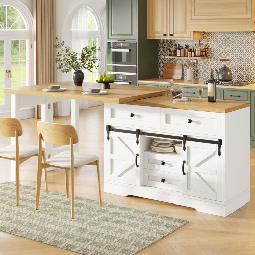 HOMAIRE Extendable White Sideboard & Dining Table 2