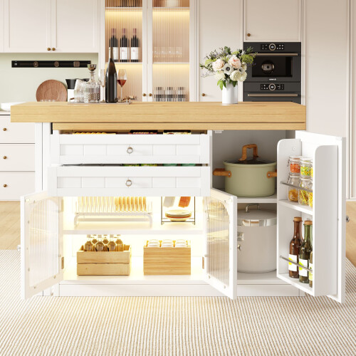 HOMAIRE Extendable Kitchen Island Table White 2